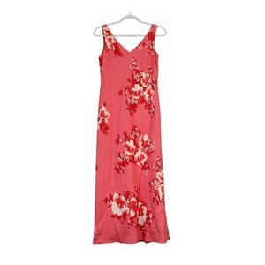 Vintage Jones New York Maxi Dress Size 8 Linen Floral Tropical Beach Resortwear